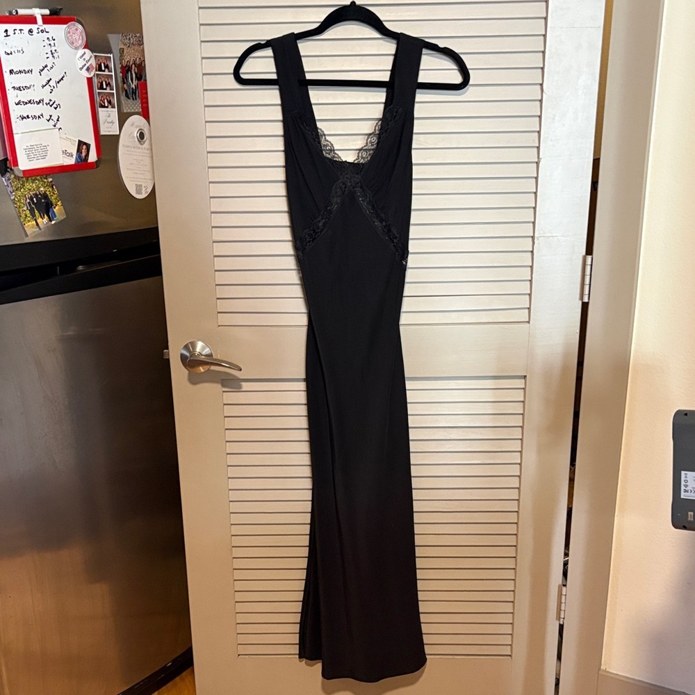 Reformation Black Lace-Trim Slip